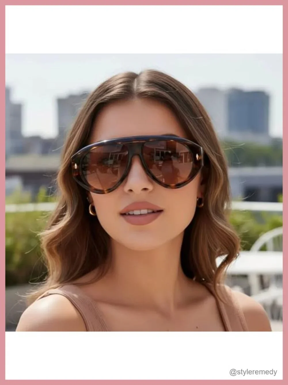 Oversized Retro Aviator Sunglasses UV400 Protection for Women Men